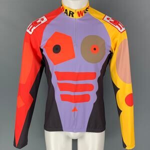 WALTER VAN BEIRENDONCK SS23 Size L Purple Graphic Nylon Jersey Bike Top